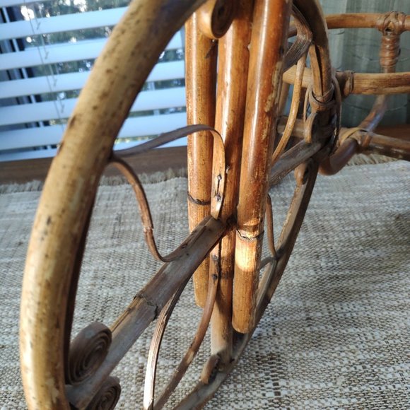 Bamboo Large Tricycle Big Wheel Vintage Plant Stand 17" - Picture 7 of 13